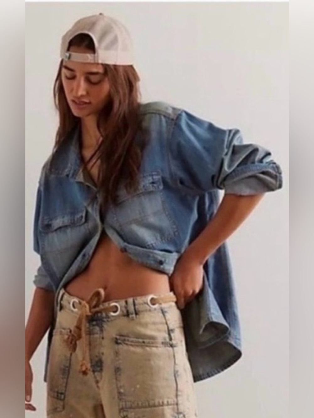We The Free “Lily” Oversized Denim Work Shirt (S)